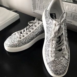 Golden Goose Super-Star in silver glitter